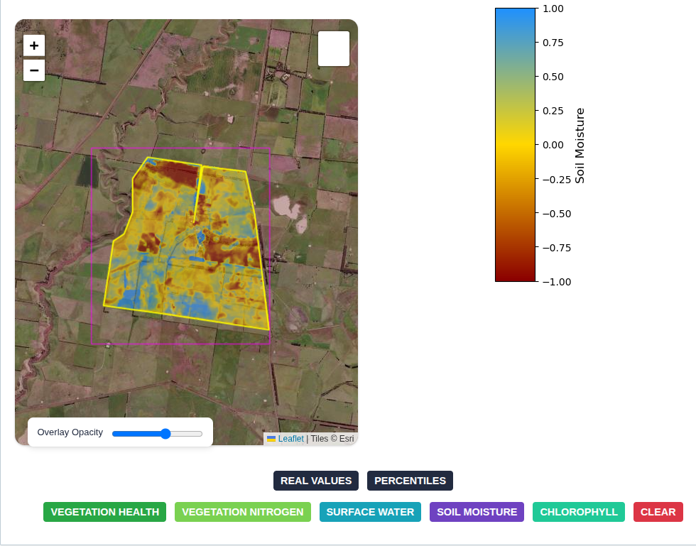 Interactive map with farm boundary and overlays